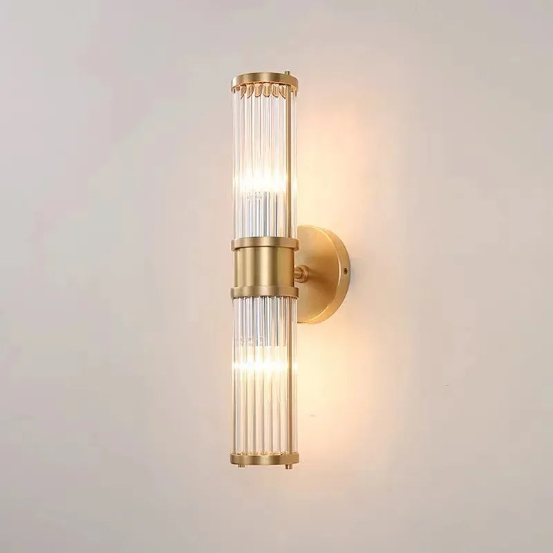 DecorBites™ مصباح حائط زجاجي كريستالي ذهبي لديكور غرف النوم الفاخرة