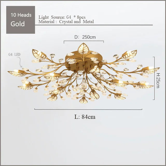 DecorBites™ Crystal Ceiling Chandelier LED Fixture Lights for Living Room Bedroom by Samsarah Lighting