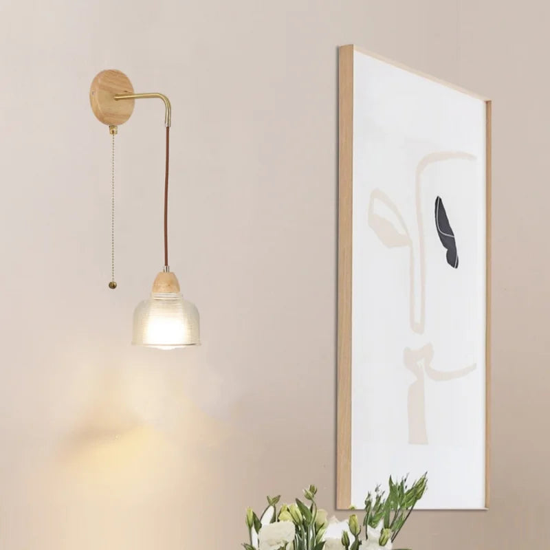 DecorBites™ Clear Glass LED Wall Light with Pull Chain Switch