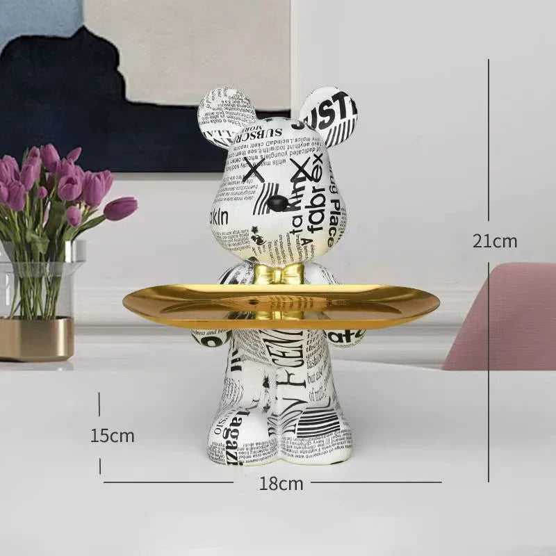 DecorBites™ Graffiti Bear Figurine: Modern Home Decor Statue for Keys Storage Shelf