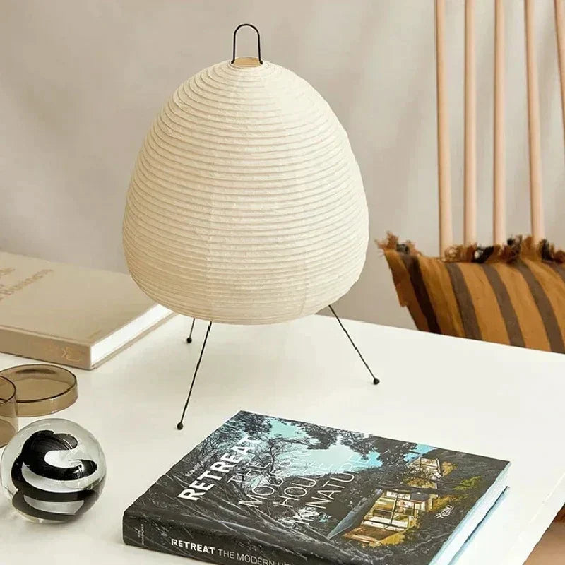 مصباح الطاولة DecorBites™ الياباني من ورق الأرز بتصميم الفانوس LED لديكور منزل أنيق