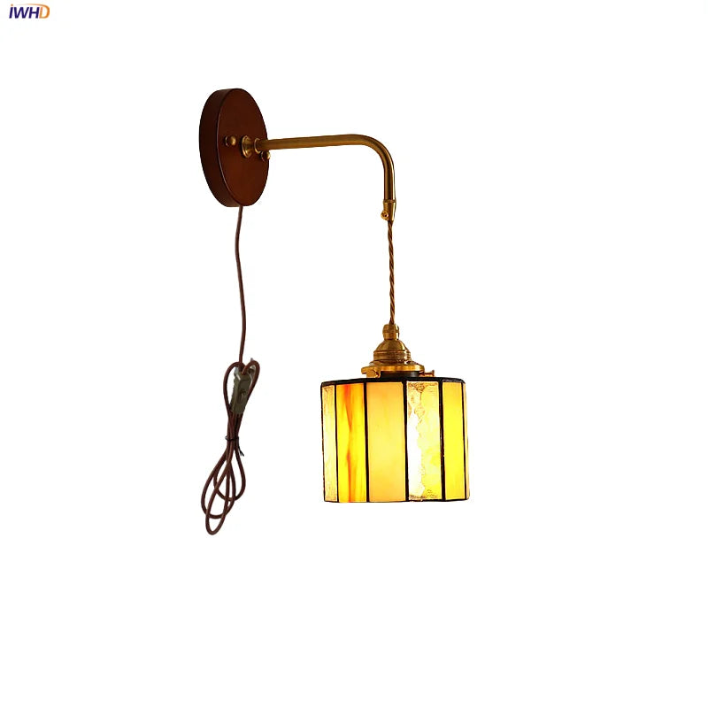 DecorBites™ Adjustable LED Wall Lamp Sconce Copper Wood Glass Stair Light