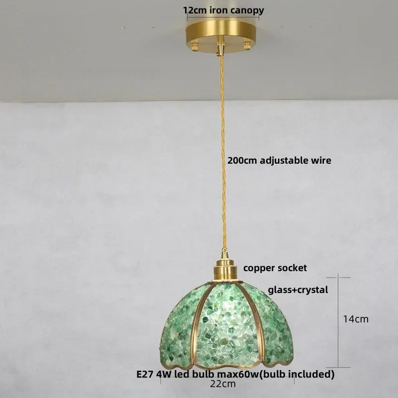 DecorBites™ Crystal Glass LED Pendant: Tiffany Style Hanging Light for Living Room