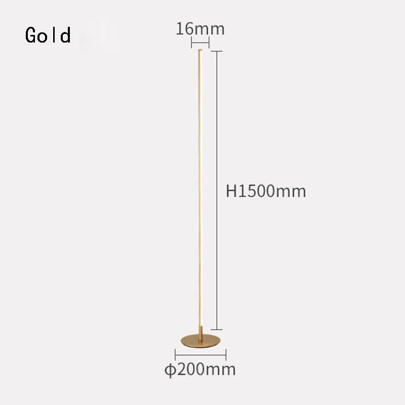 DecorBites™ مصباح أرضي ذهبي LED بتصميم عصري بسيط لغرفة المعيشة وغرفة النوم