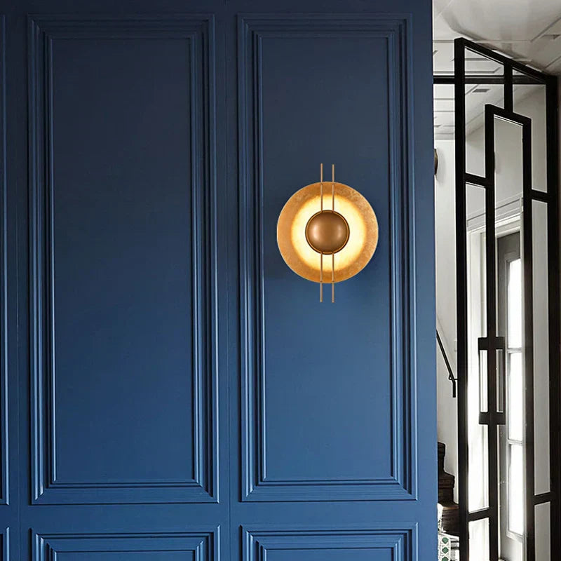 DecorBites™ Gold Round Villa Wall Lamp: Retro LED Lighting for Corridor, Living Room, Bedroom.