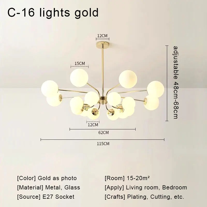 DecorBites™ Glass Ball LED Ceiling Chandelier for Modern Living Room and Bedroom