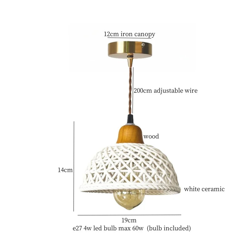 DecorBites™ French Minimalism Ceramic LED Pendant Light for Home Decor