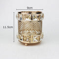 DecorBites™ Gold Plated Hollow Glass Jar: Elegant Makeup Brush & Pen Holder
