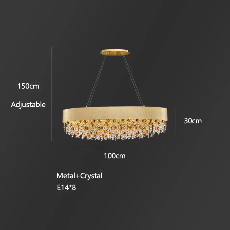 DecorBites™ Circular Crystal Chandelier Pendant Lamp for Living Room, Hotel Lobby, Kitchen Island