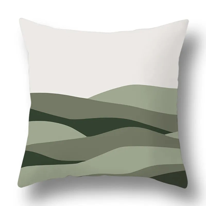 DecorBites™ Green Plants Geometric Print Pillow Cover - Home Sofa Cushion Cover