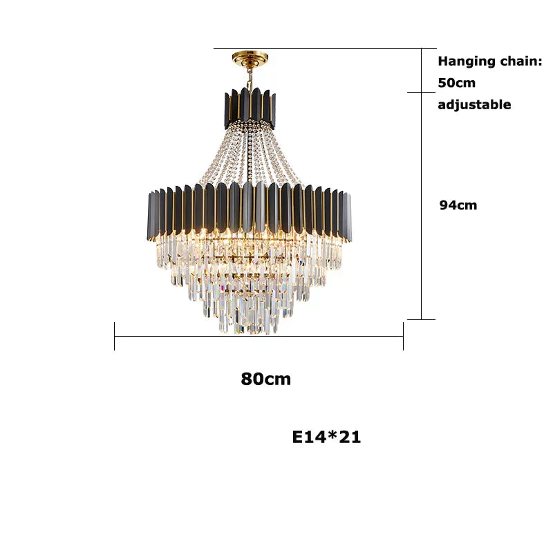 DecorBites™ Crystal LED Chandelier Black Gold Finish for Dinning Room