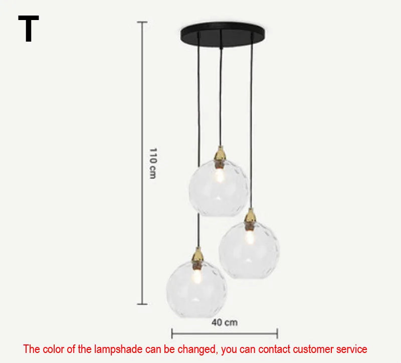 DecorBites™ Glass Ball Lustre Pendant Lights - Modern Nordic Design for Kitchen, Bedroom, or Restaurant