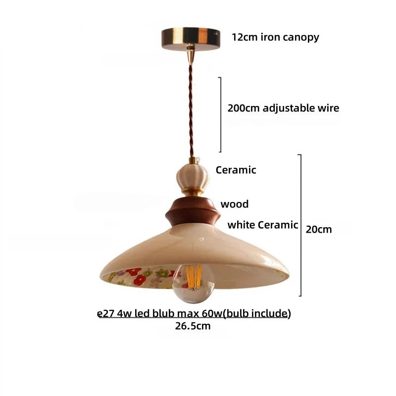 DecorBites™ Brown Wood Ceramic Tassel LED Pendant Lights for Modern Interior Lighting