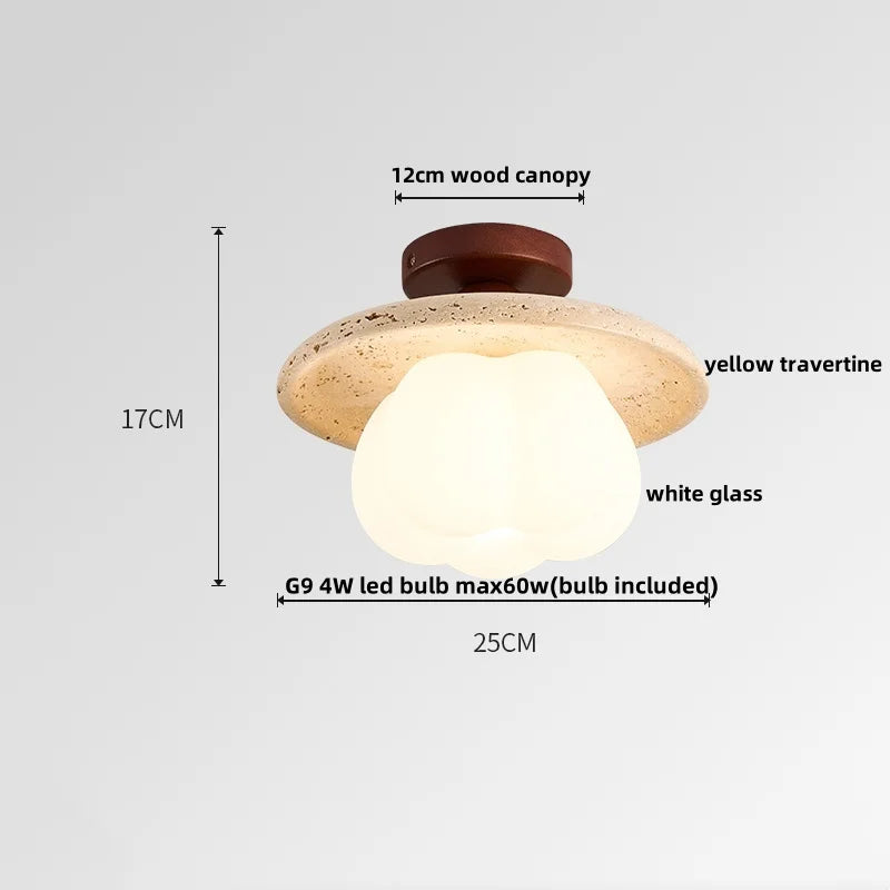 DecorBites™ Glass Ball LED Ceiling Light White Yellow Travertine Plafondlampen