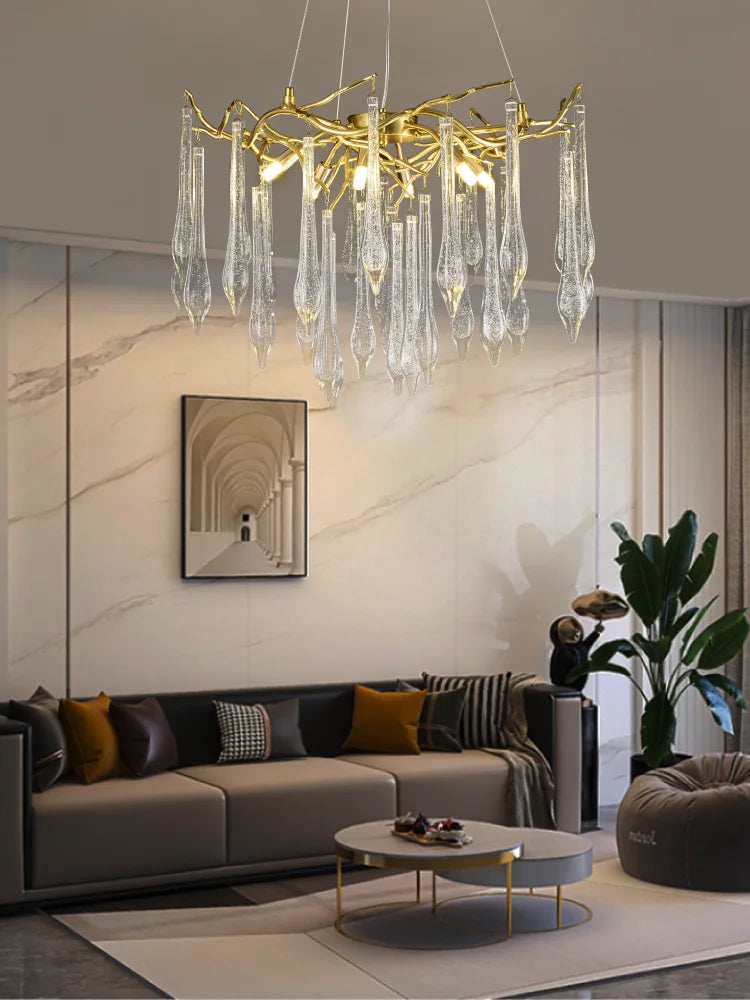 DecorBites™ ثريا كريستال قطرة كبيرة: مصباح متدلي عصري لغرف النوم والمطاعم