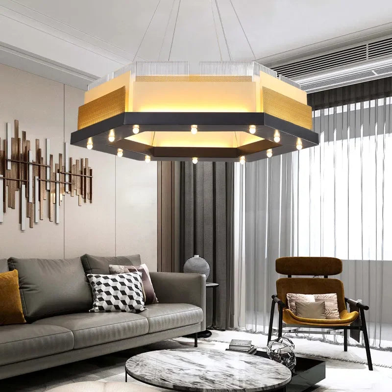 ثريا LED من DecorBites™: مصباح فني ما بعد الحداثة لغرفة المعيشة العصرية، البار، والمطعم.