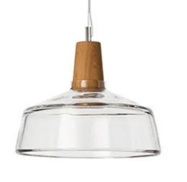 DecorBites™ Glass Lampshade Pendant Light, Wooden Hanging Suspension, Retro American Design