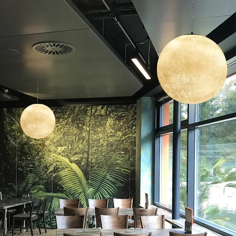 Nordic Moon White FRP Round Pendant Light