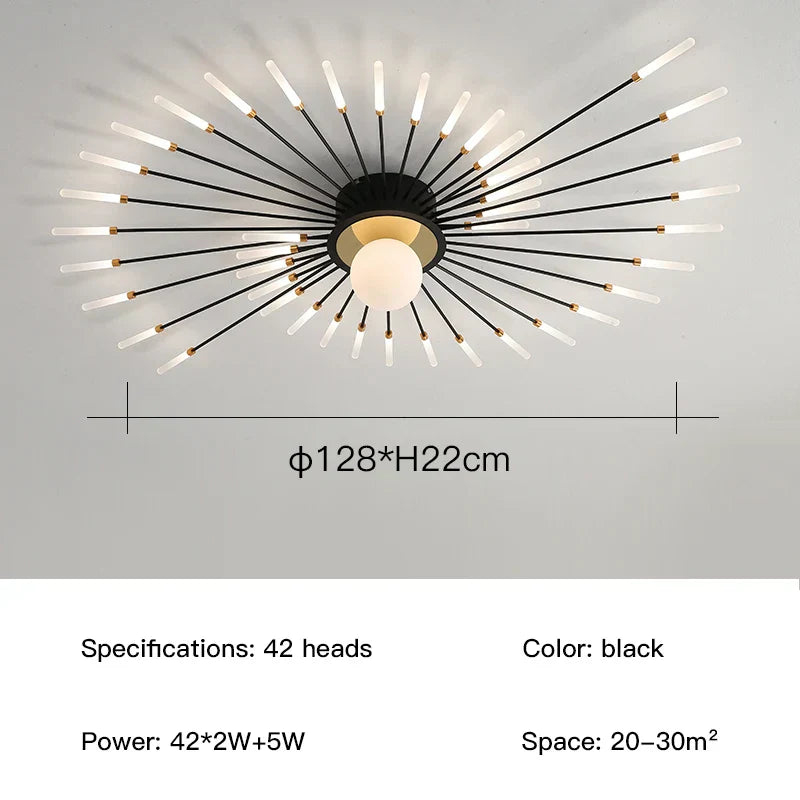 ثريا الألعاب النارية LED من DecorBites™: مصباح سقف عصري لديكور المنزل، إضاءة مطبخ سوداء