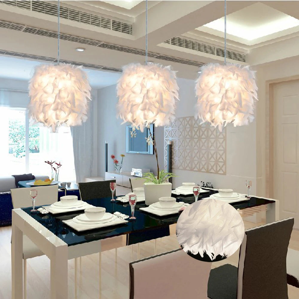 Modern Feather Pendant Light in White or Black