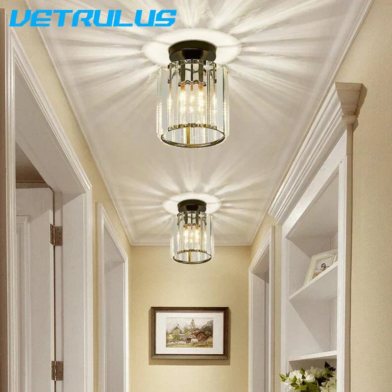 DecorBites™ Crystal Ceiling Chandelier: Minimalist Luxury Lighting for Home, Hotel, Balcony, Corridor