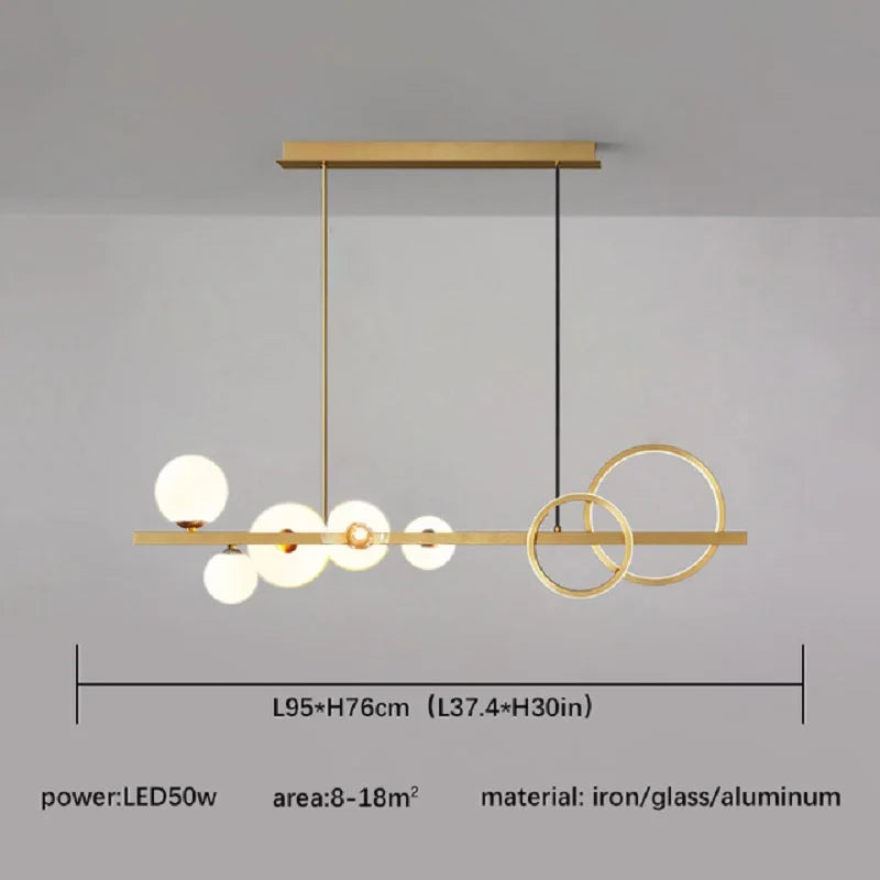 DecorBites™ Glass Ball Gold Black LED Chandelier for Kitchen Dining Room Table