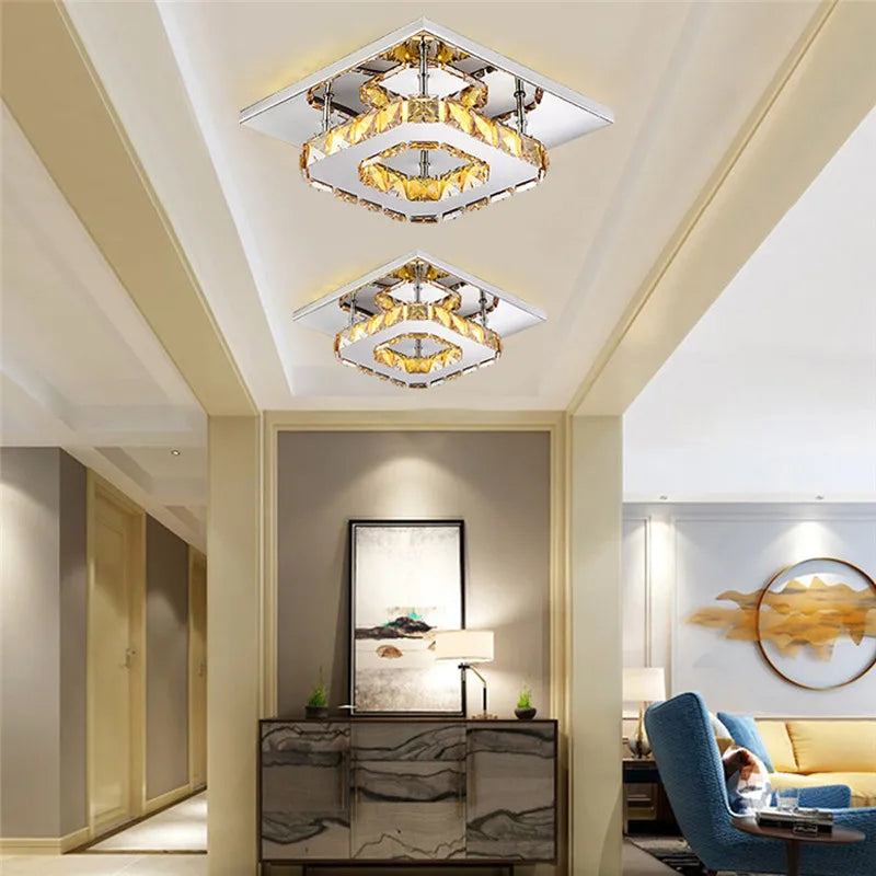 DecorBites™ Crystal LED Ceiling Lights: Modern Luxury Indoor Lighting for Living Room & Aisles