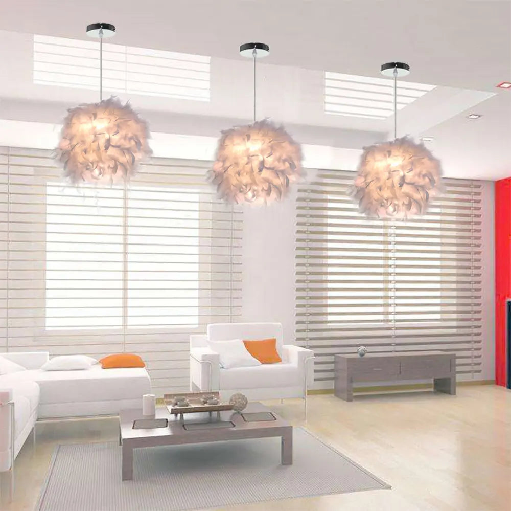 Modern Feather Pendant Light in White or Black