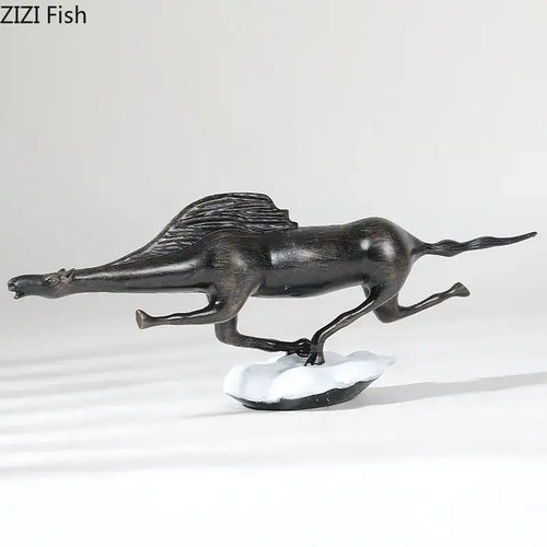 Décoration de salon en métal, statue de taureau abstraite en fonte noire
