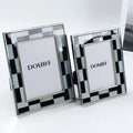 Abstract black & silver checkered photo frame bedroom desktop decor