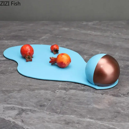 Sculpture de bureau abstraite en liquide bleu pour le salon