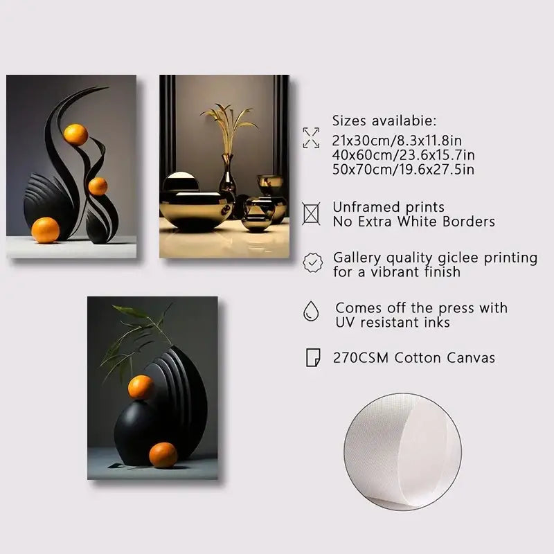 Abstract Canvas Print Set 3D Sculpture Art