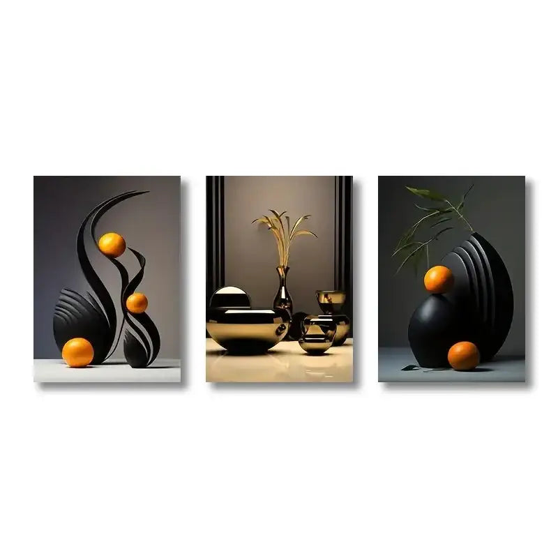 Abstract Canvas Print Set 3D Sculpture Art