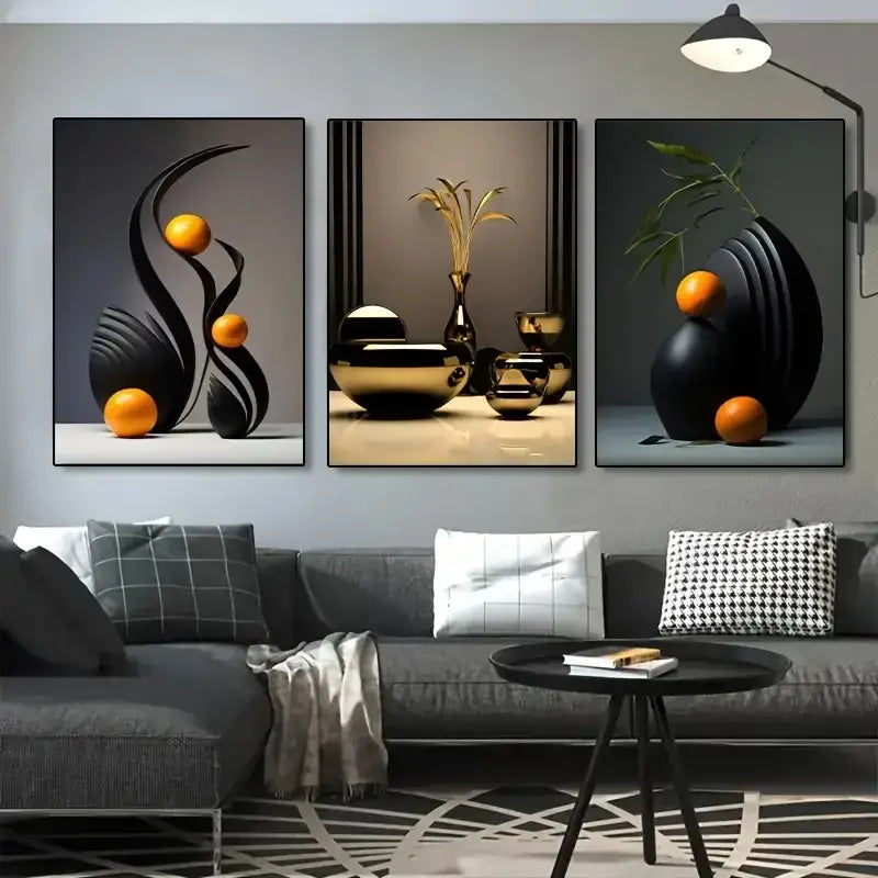Abstract Canvas Print Set 3D Sculpture Art