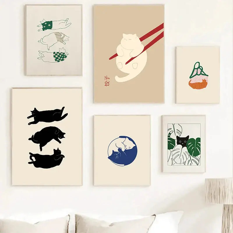 Abstract Cat Canvas Wall Art