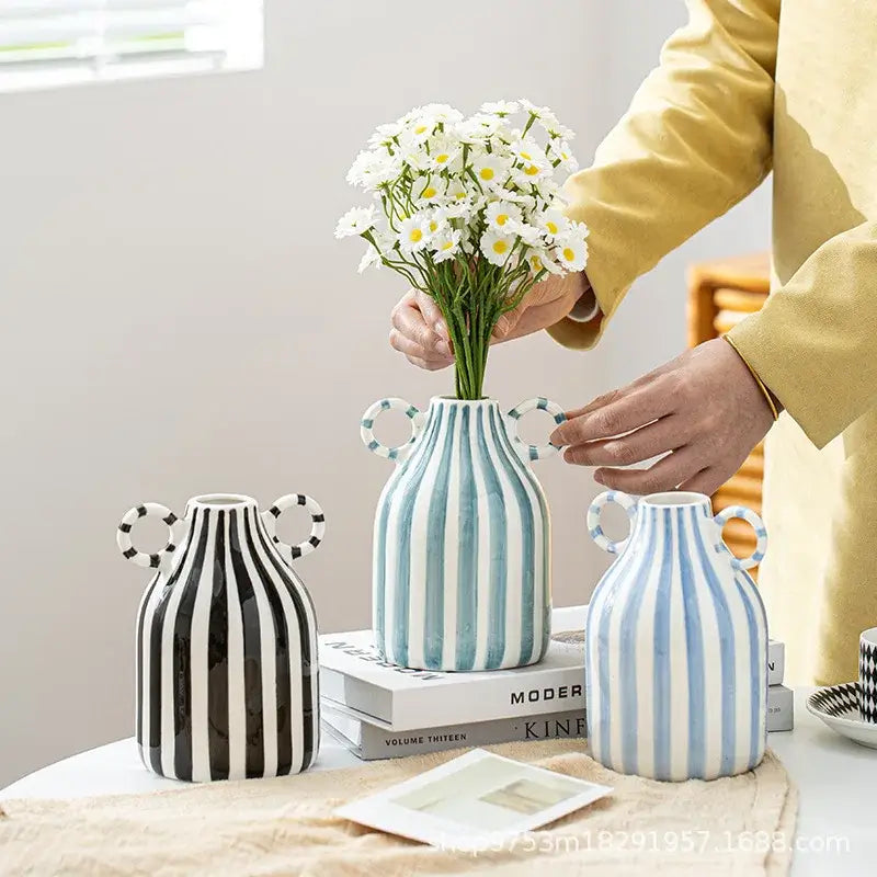Abstract Ceramic Hydroponic Vase Black