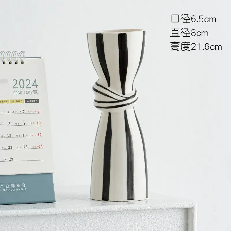 Abstract Ceramic Hydroponic Vase Black