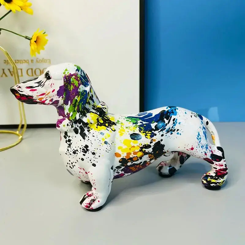 Abstract colorful dachshund dog statue living room decor