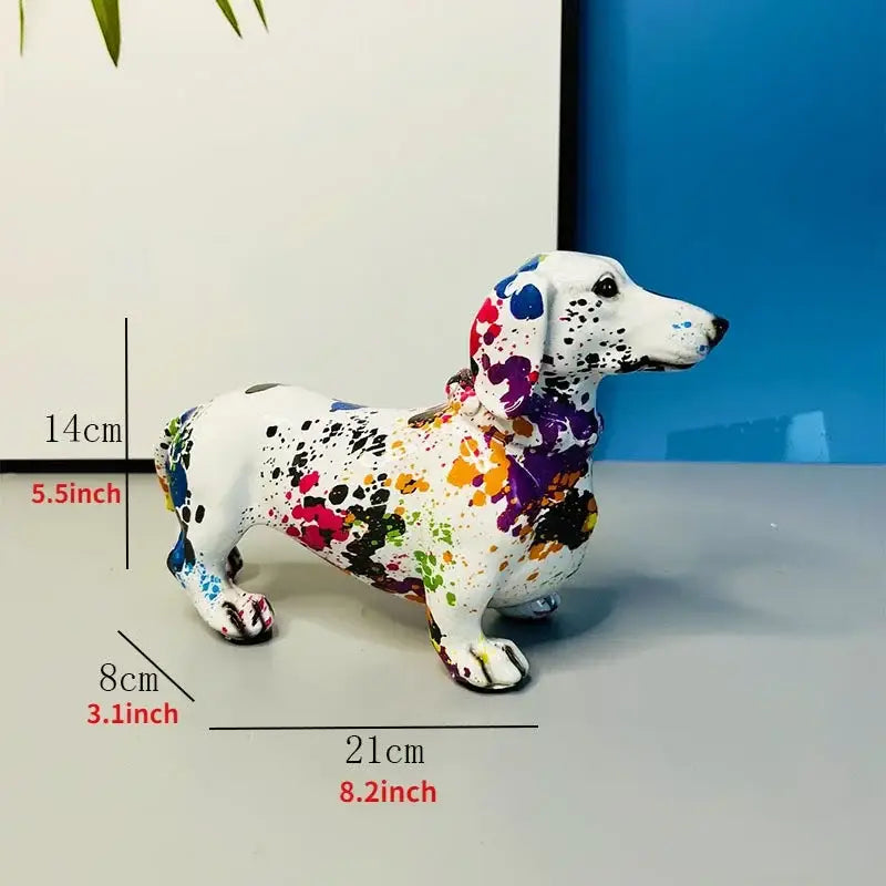 Abstract colorful dachshund dog statue living room decor