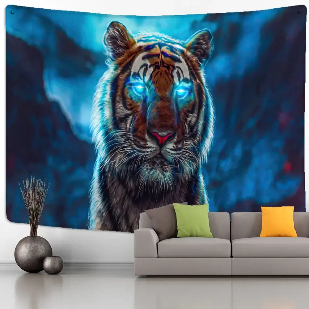 Abstract colorful tiger oil painting tapestry bedroom wall decor