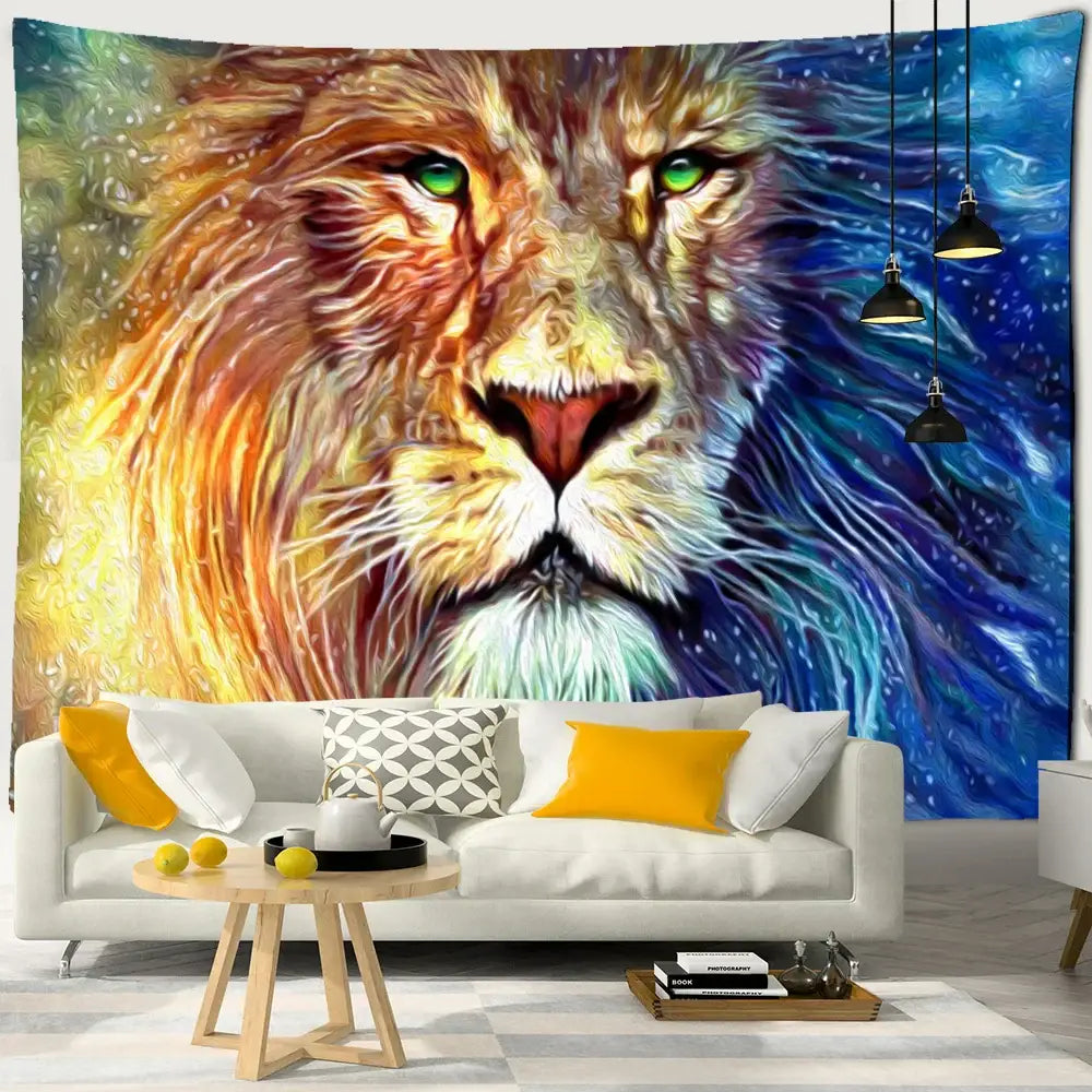 Abstract colorful tiger oil painting tapestry bedroom wall decor
