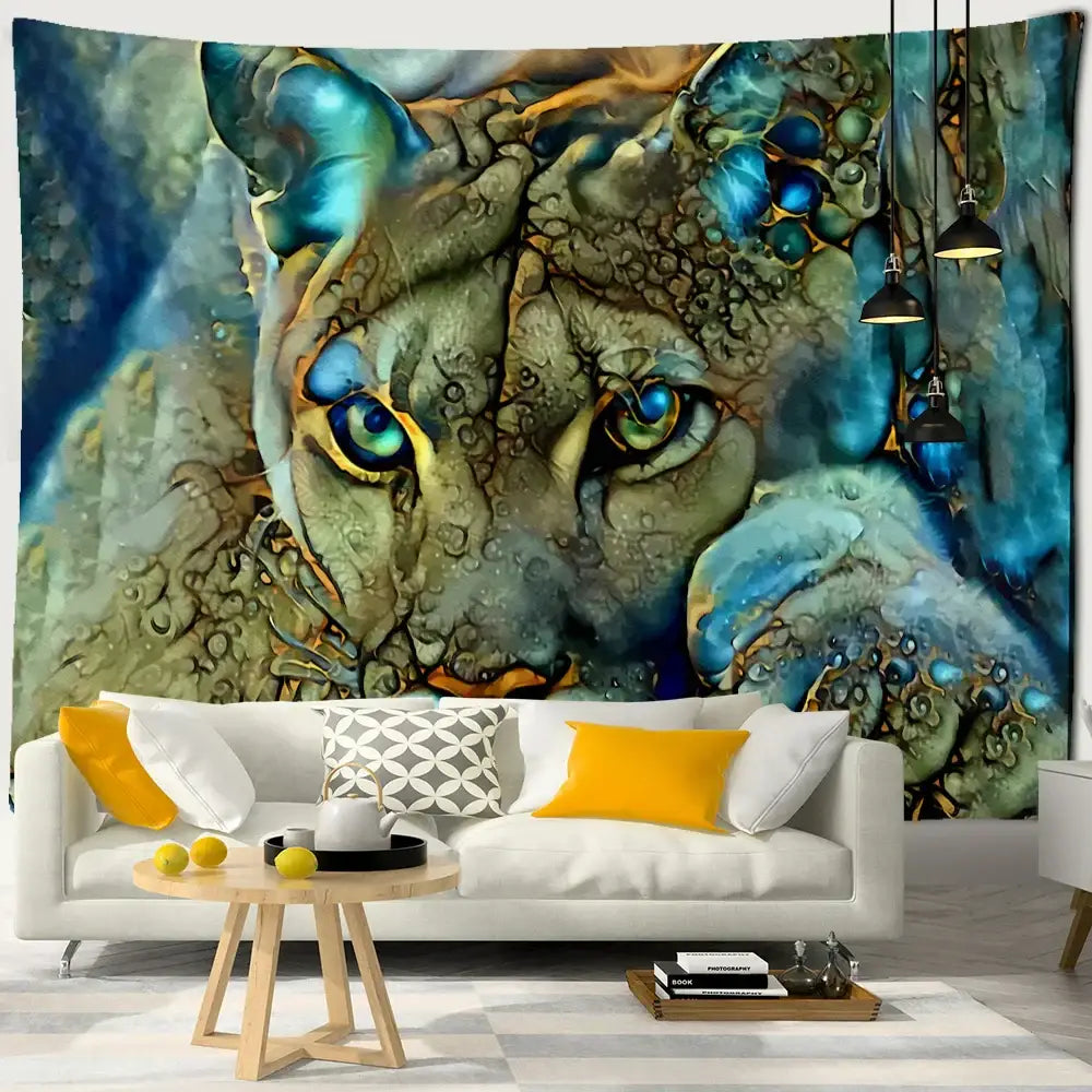 Abstract colorful tiger oil painting tapestry bedroom wall decor
