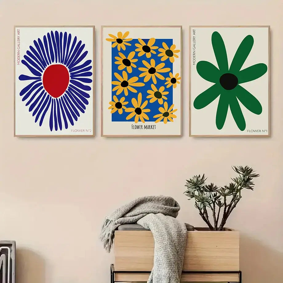 Abstract Flowers Wall Art Canvas