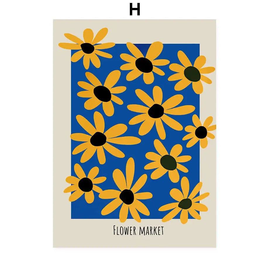Abstract Flowers Wall Art Canvas