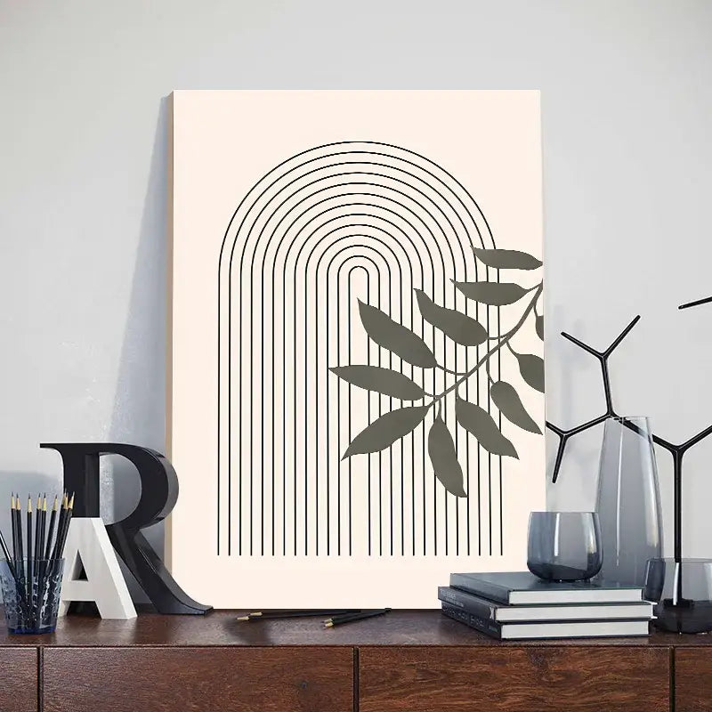 Abstract Orange Leaf Posters Set