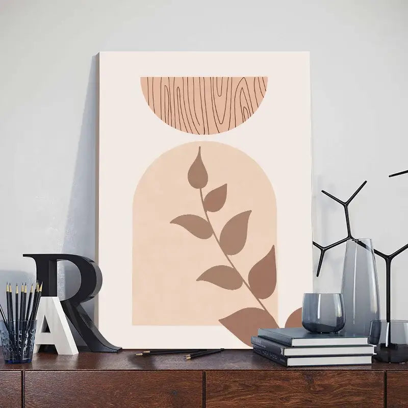 Abstract Orange Leaf Posters Set