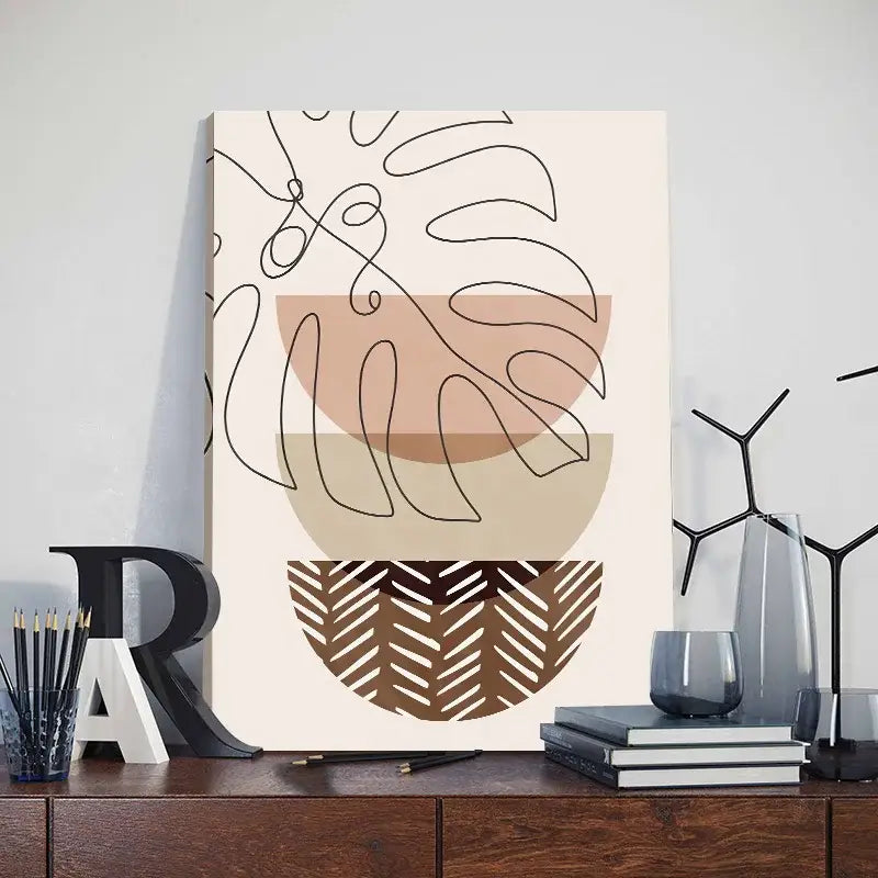 Abstract Orange Leaf Posters Set