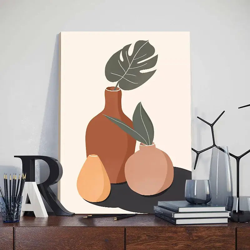 Abstract Orange Leaf Posters Set