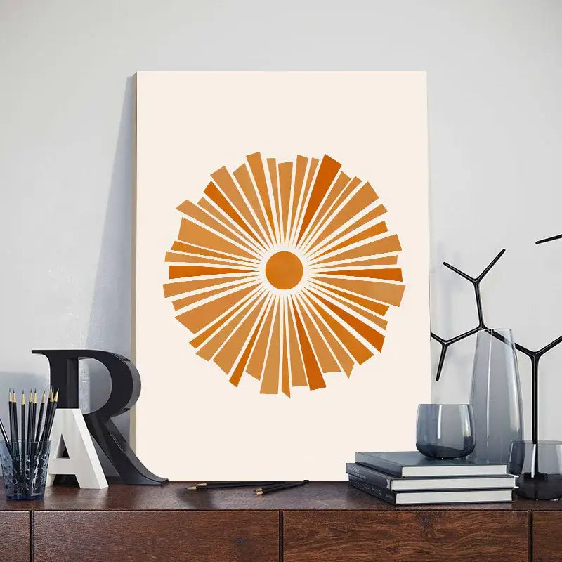 Abstract Orange Leaf Posters Set