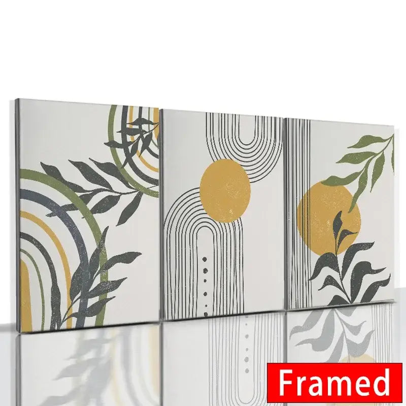 Abstract Orange Leaf Posters Set